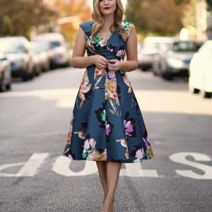 NWT Anthropologie Teal Floral Dress size 2